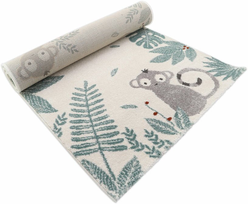 Tapis pour enfant en polypropylène gris 120x170 cm Monkey Paradise - Nattiot - The Cool Republic