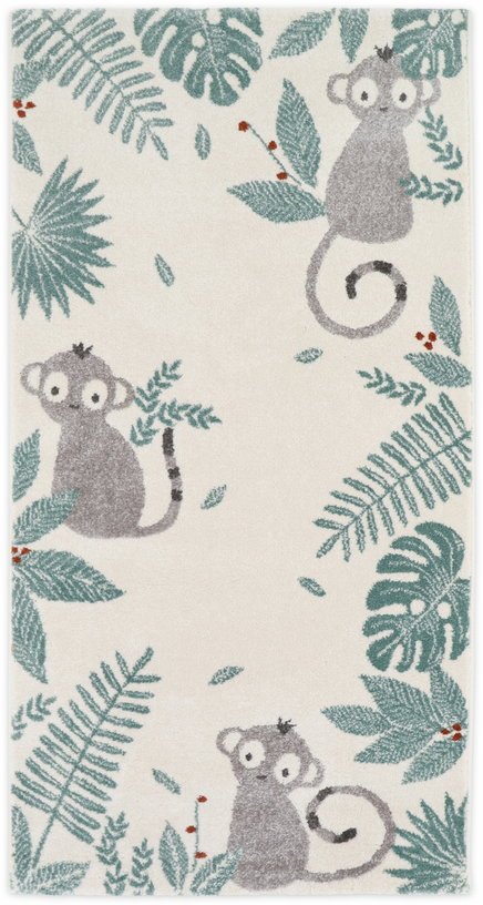 Tapis pour enfant en polypropylène gris 120x170 cm Monkey Paradise - Nattiot - The Cool Republic