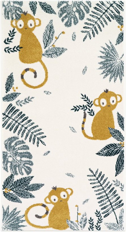 Tapis pour enfant en polypropylène miel 80x150 cm Monkey Paradise - Nattiot - The Cool Republic