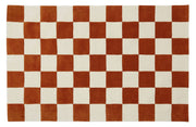 Tapis rectangulaire damier en laine orange et blanc 161x253cm Checks - Fest Amsterdam - The Cool Republic