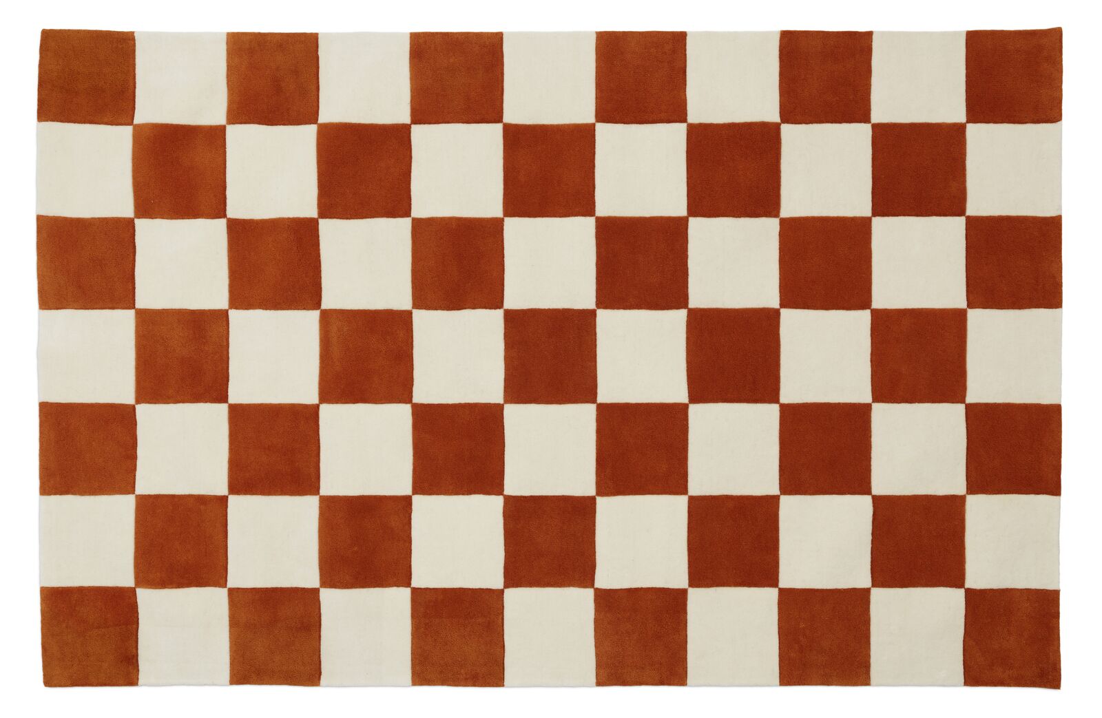 Tapis rectangulaire damier en laine orange et blanc 161x253cm Checks - Fest Amsterdam - The Cool Republic