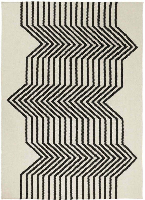 Tapis rectangulaire de sol blanc et noir 170x240 cm Liv - Madura - The Cool Republic