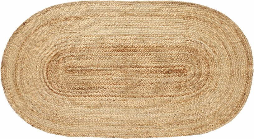 Tapis rectangulaire de sol ovale en jute 100x200 cm Sage - Hübsch - The Cool Republic