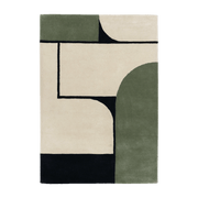Tapis rectangulaire en laine blanc, kaki et noir 230x160 cm Strada - Edito - The Cool Republic
