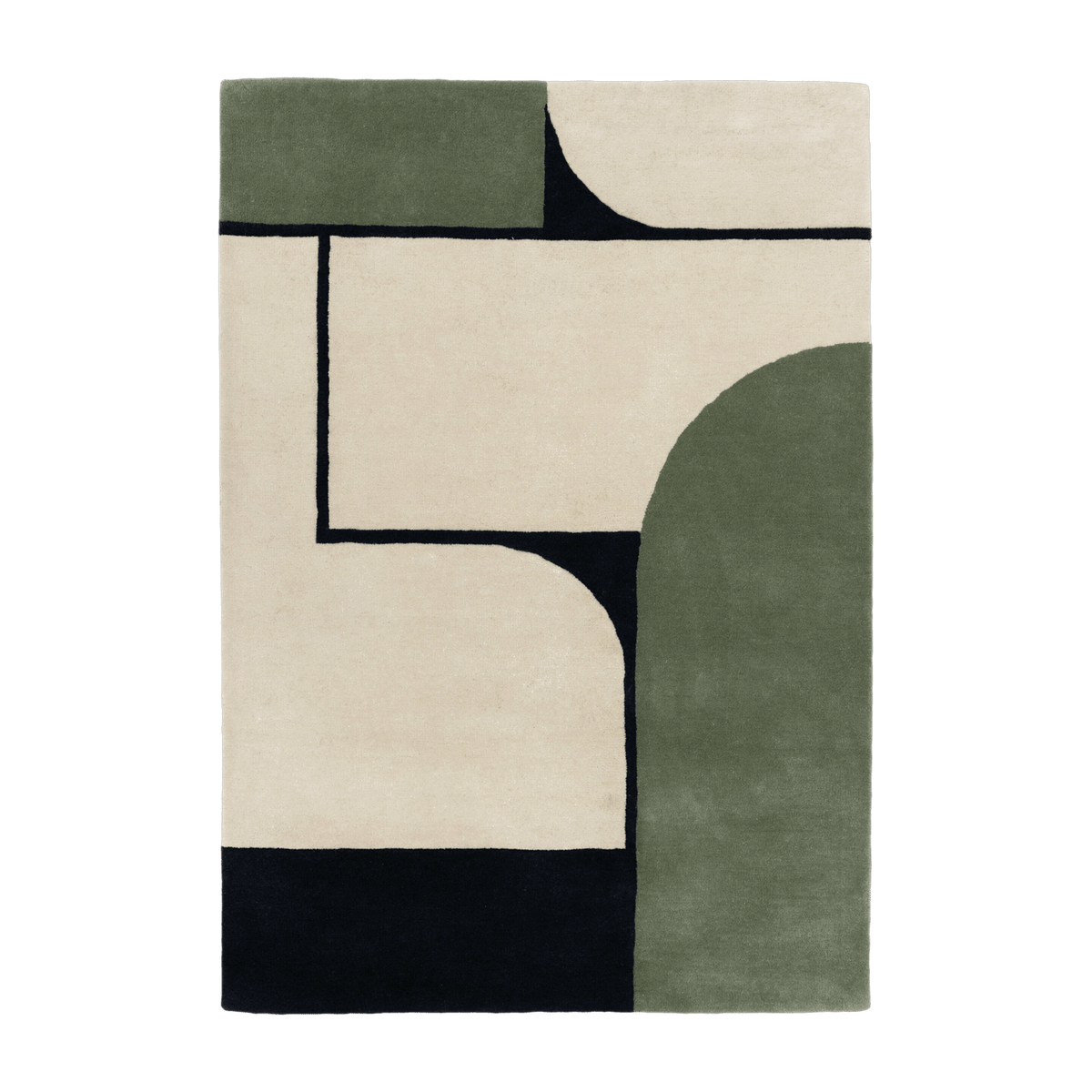 Tapis rectangulaire en laine blanc, kaki et noir 290x200 cm Strada - Edito - The Cool Republic