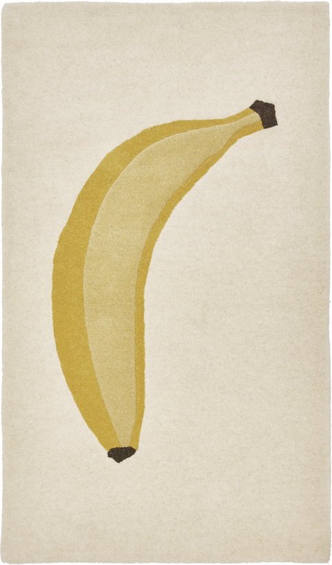 Tapis rectangulaire en laine et coton jaune 140x80 cm Banana - OYOY - The Cool Republic