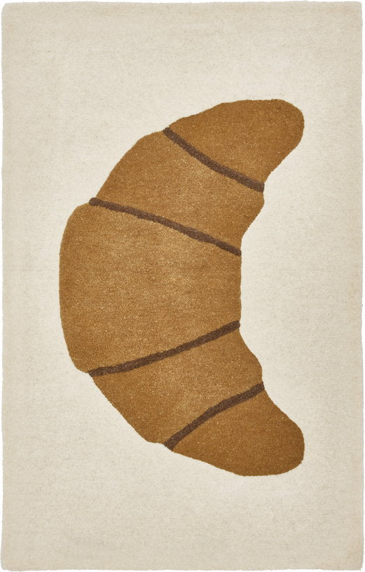 Tapis rectangulaire en laine et coton marron 140x80 cm Croissant - OYOY - The Cool Republic