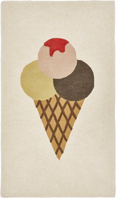 Tapis rectangulaire en laine et coton marron 140x80 cm Ice Cream - OYOY - The Cool Republic