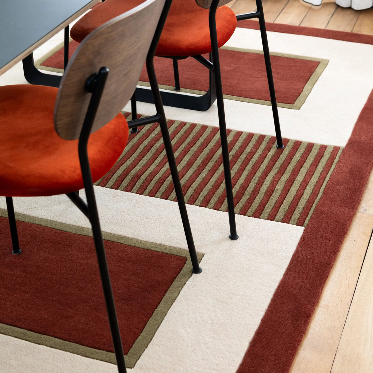 Tapis rectangulaire en laine tufté à la main terracotta 200x300cm Marion - Son-Tapis