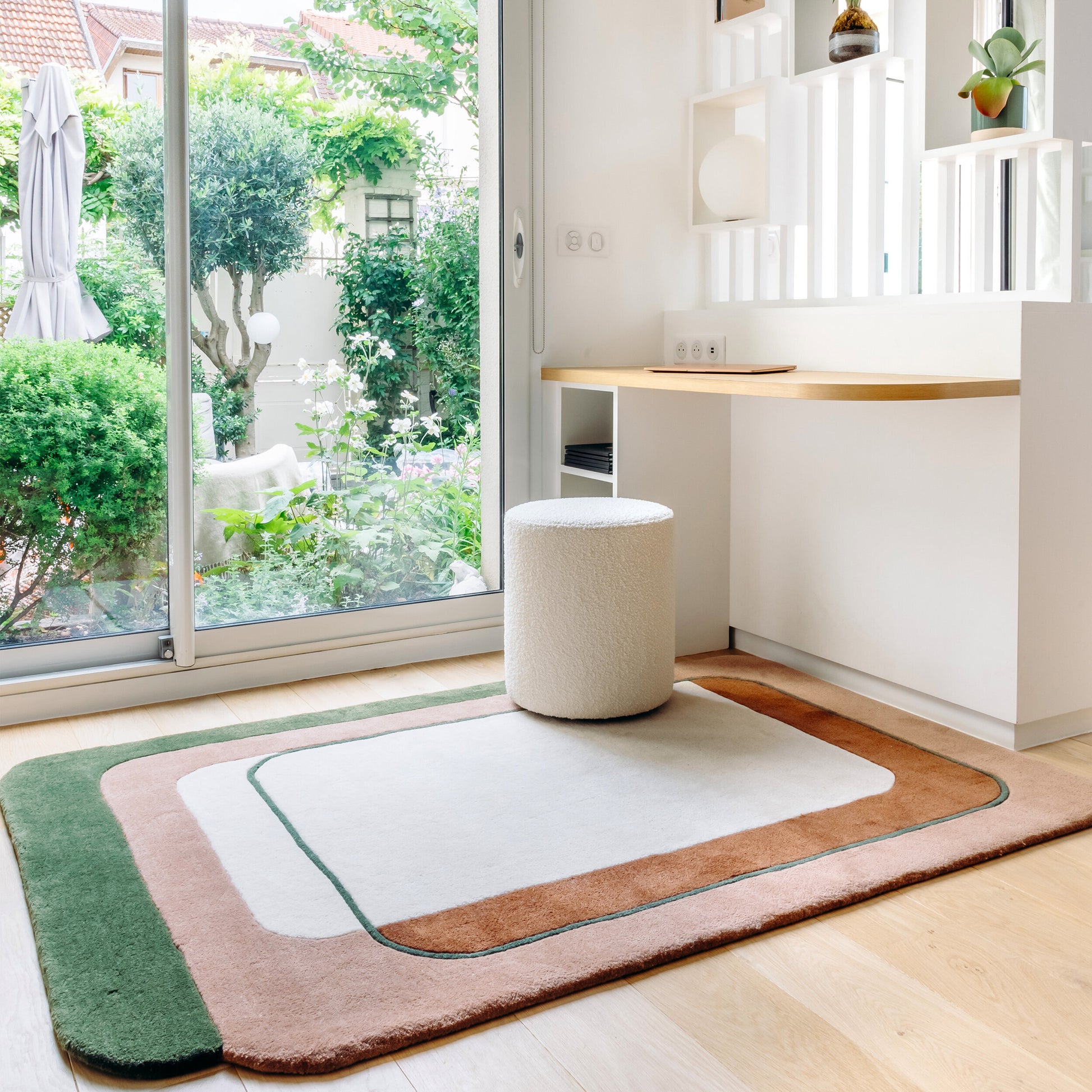 Tapis rectangulaire en laine tufté vert 200x290 cm Echo - Edito