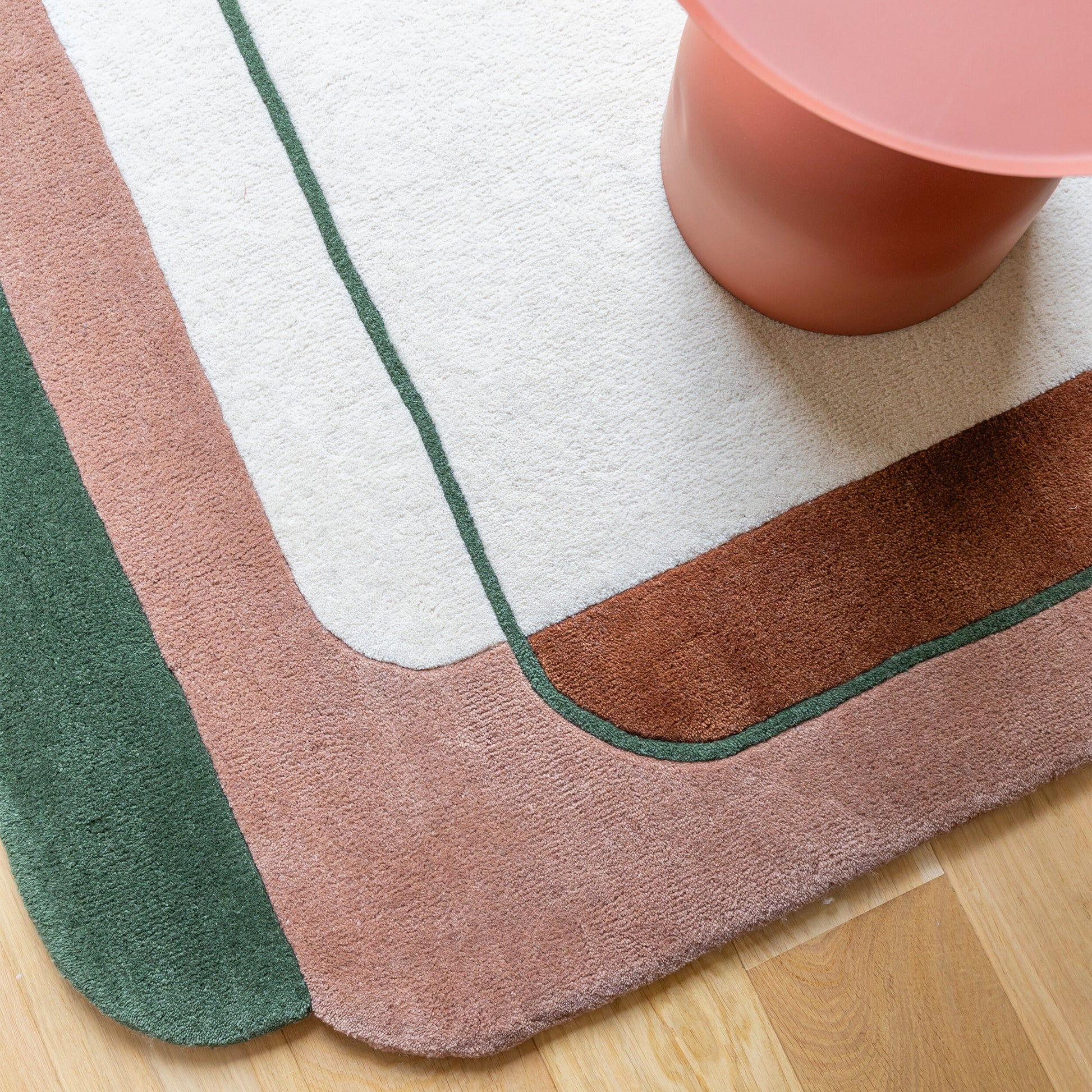 Tapis rectangulaire en laine tufté vert 200x290 cm Echo - Edito