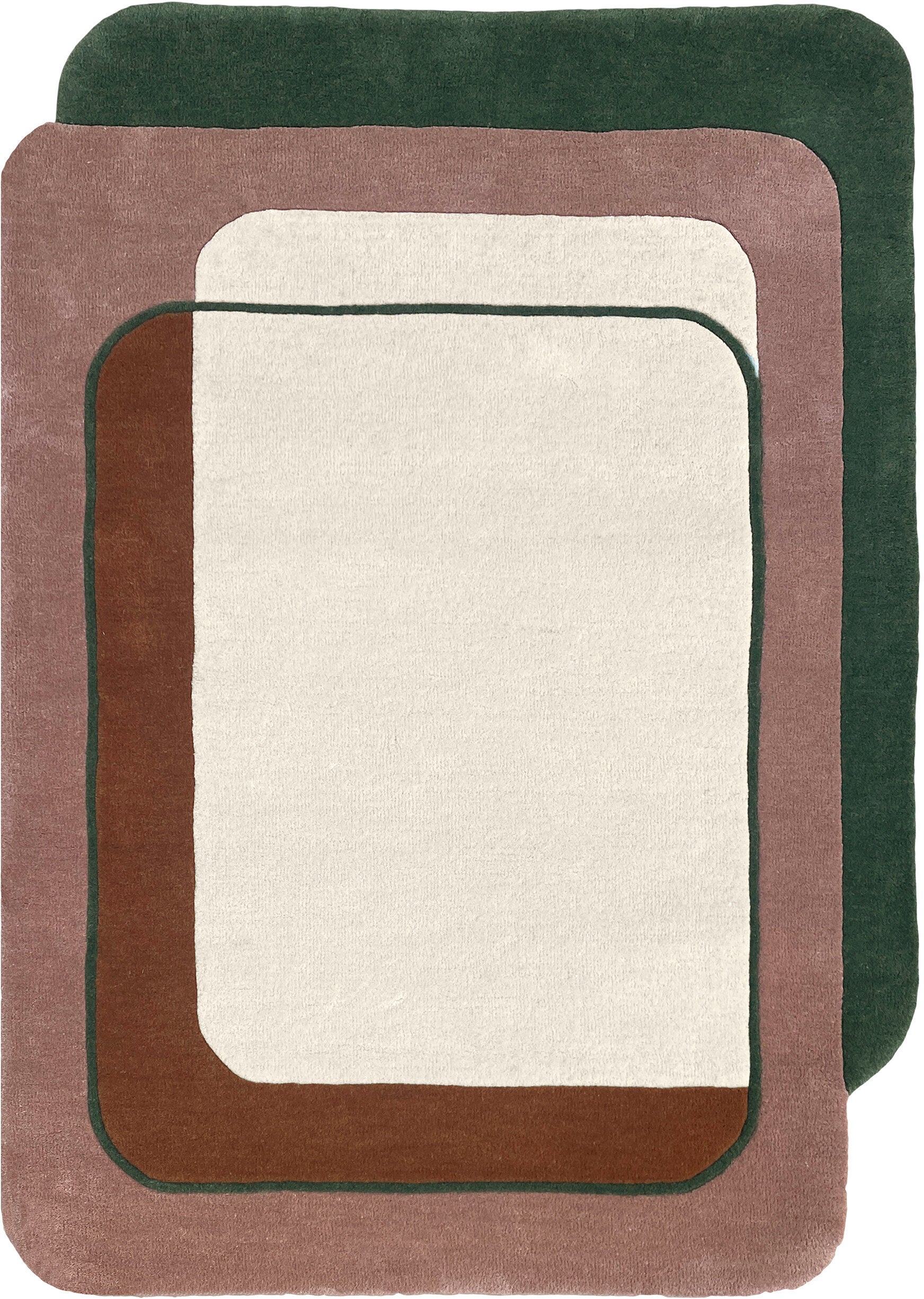 Tapis rectangulaire en laine tufté vert 200x290 cm Echo - Edito