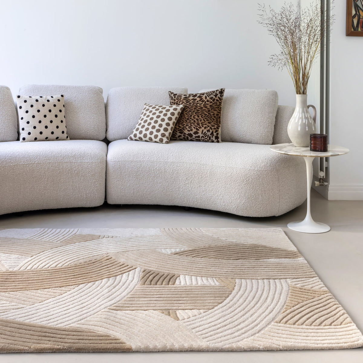 Tapis rectangulaire en laine tuftée beige 160x230cm Canopée - Edito - The Cool Republic