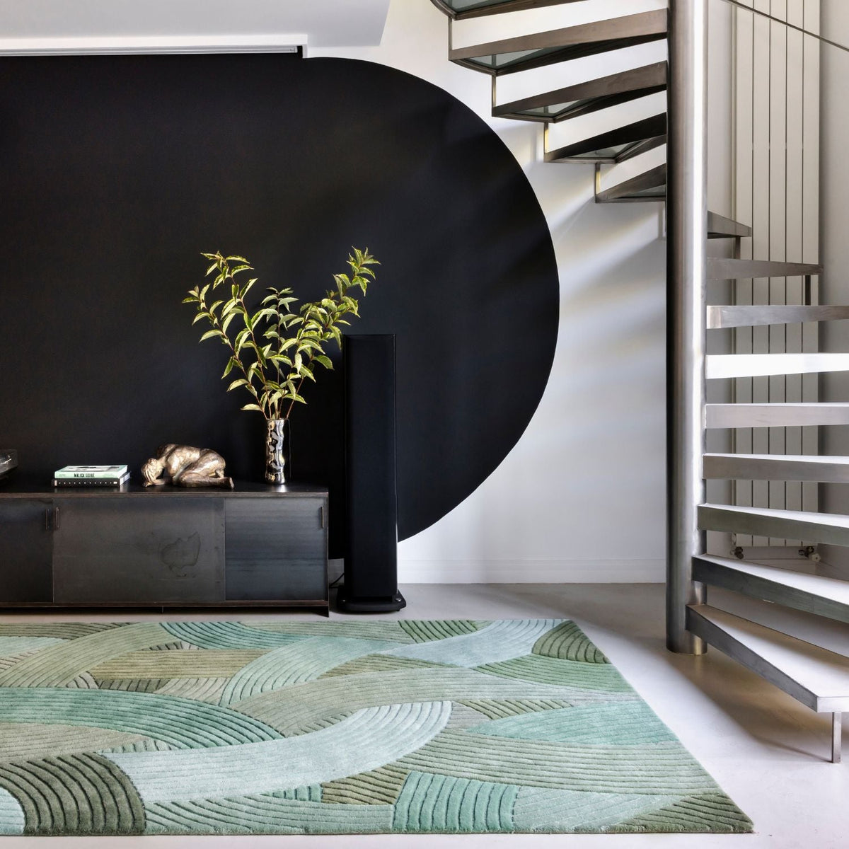 Tapis rectangulaire en laine tuftée vert 200x290cm Canopée - Edito - The Cool Republic