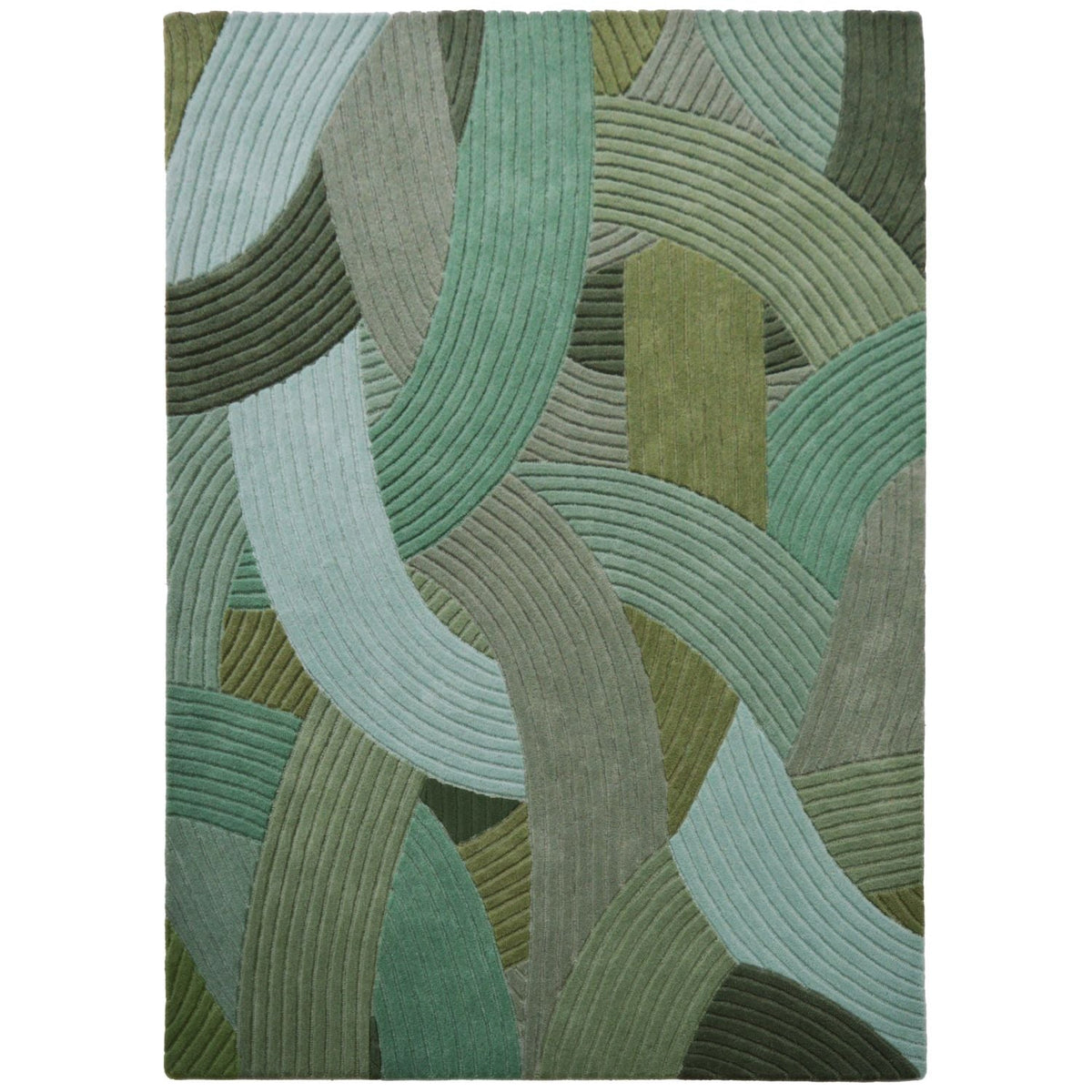 Tapis rectangulaire en laine tuftée vert 200x290cm Canopée - Edito - The Cool Republic