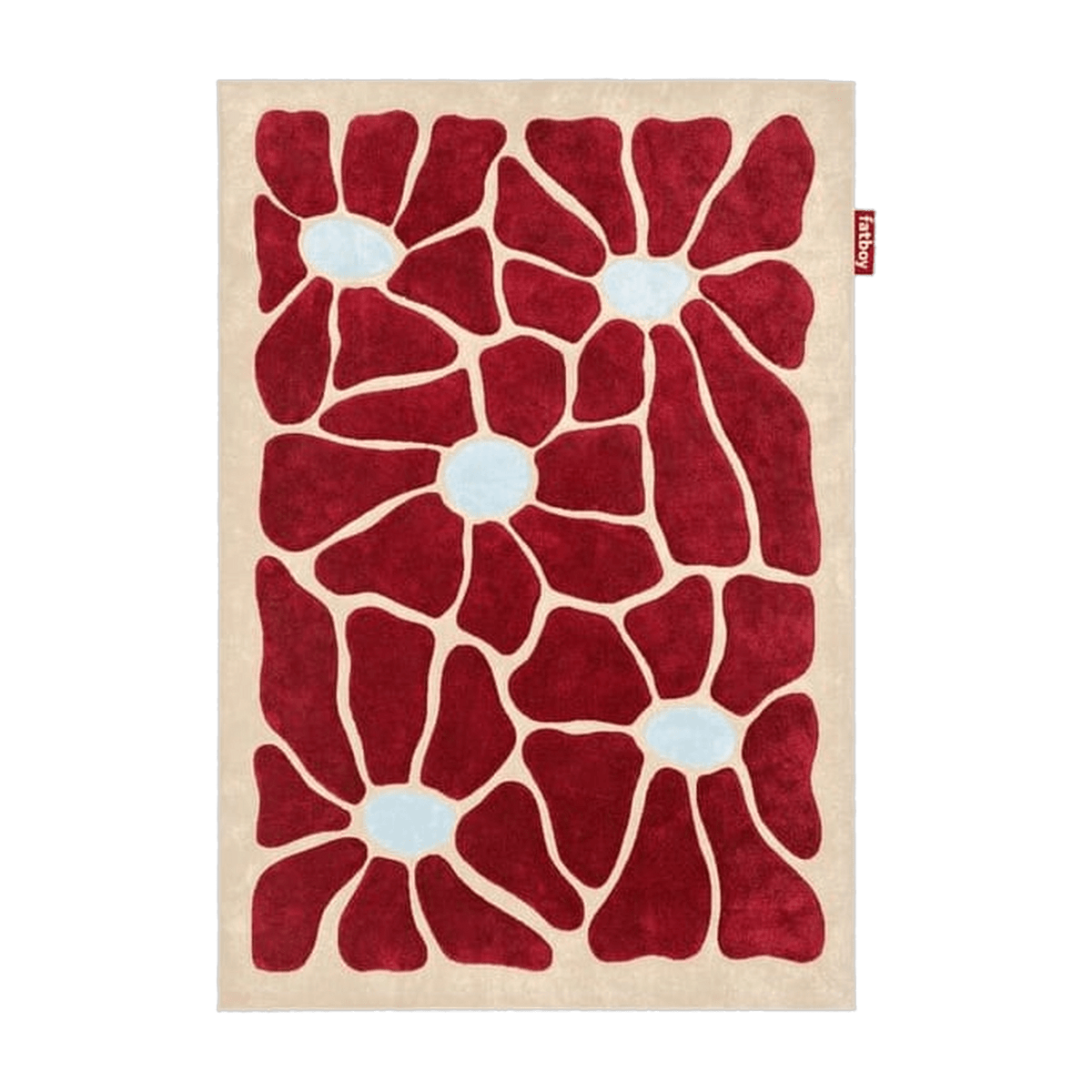 Tapis rectangulaire en tissu imprimé floral bordeaux 290x200cm Carpet Grand Groovy Bloom - Fatboy - The Cool Republic