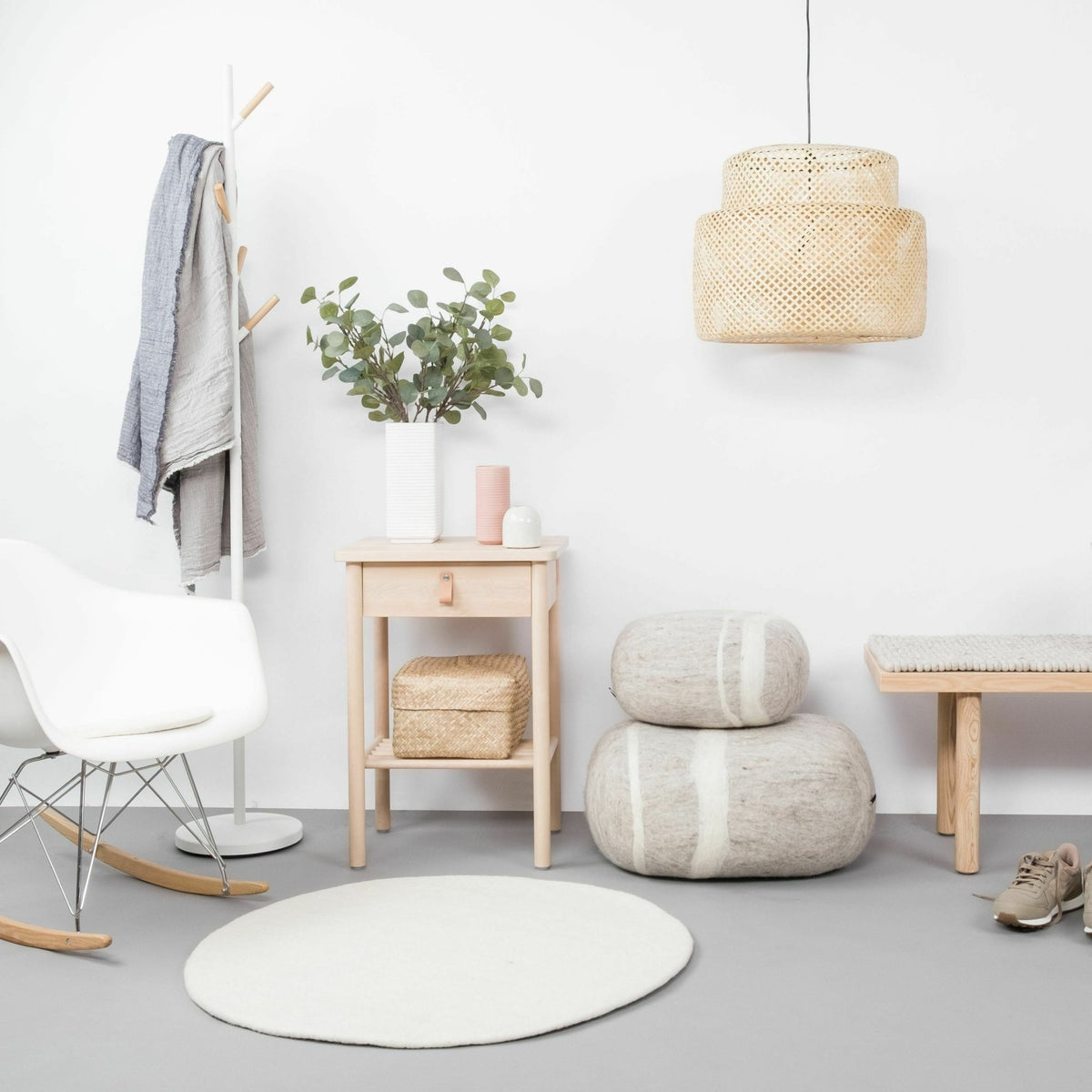 Tapis rond en laine écru 160 cm Linéa - myfelt - The Cool Republic