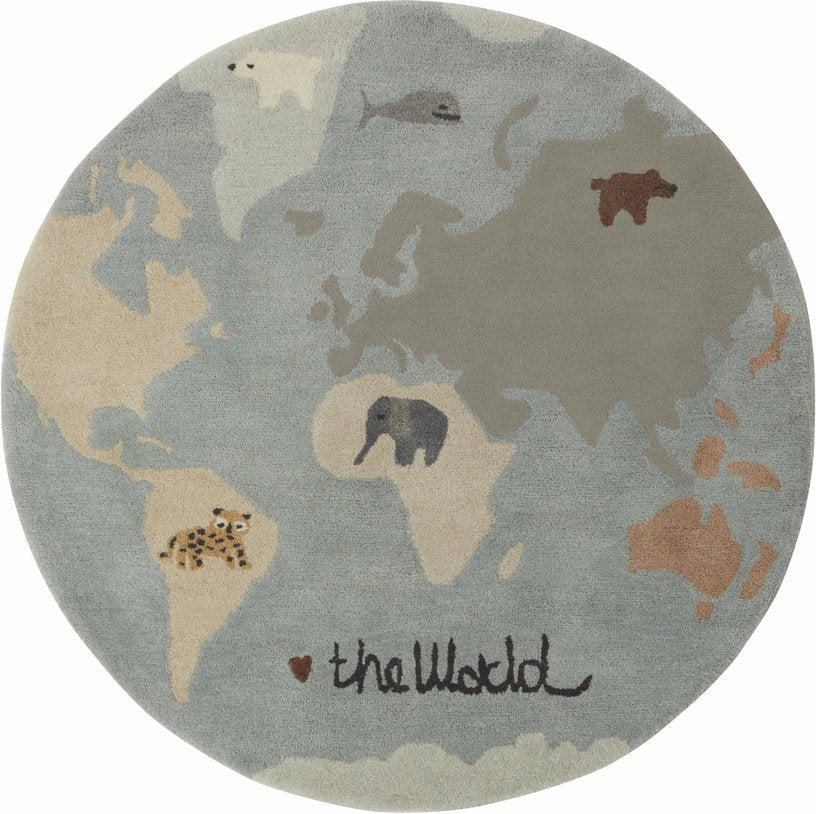 Tapis rond en laine et coton 120 cm Monde - OYOY - The Cool Republic
