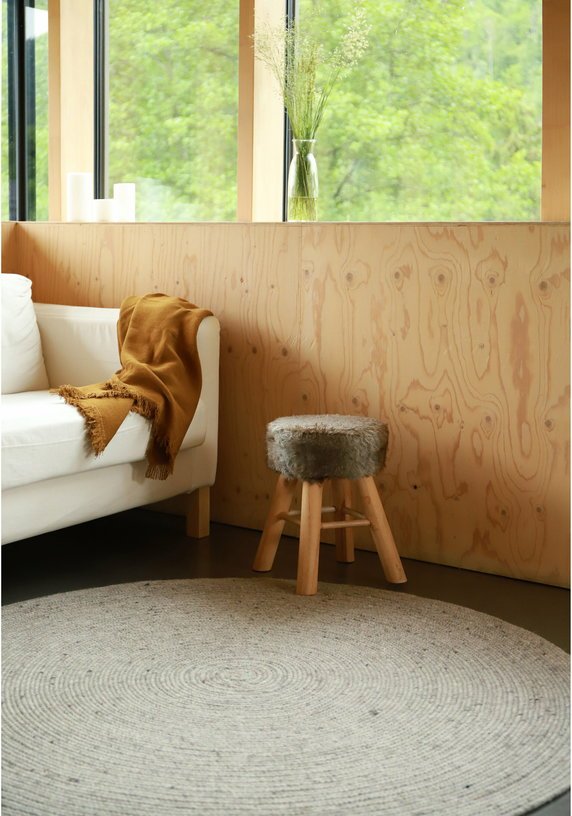 Tapis rond en laine gris 110 cm Neethu - Nattiot - The Cool Republic