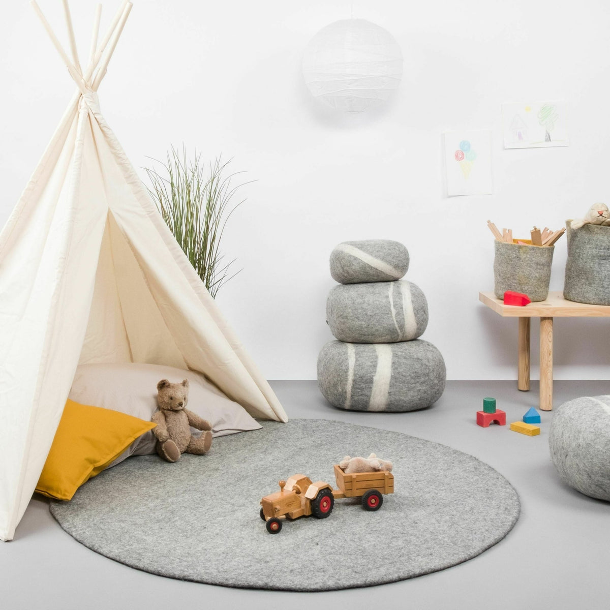 Tapis rond en laine gris marbré 180 cm Carl - myfelt - The Cool Republic