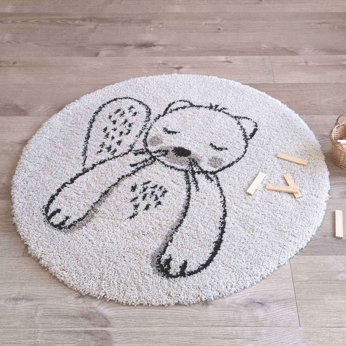 Tapis rond pour bébé en polypropylène motif castor 120 cm Janus - Nattiot - The Cool Republic