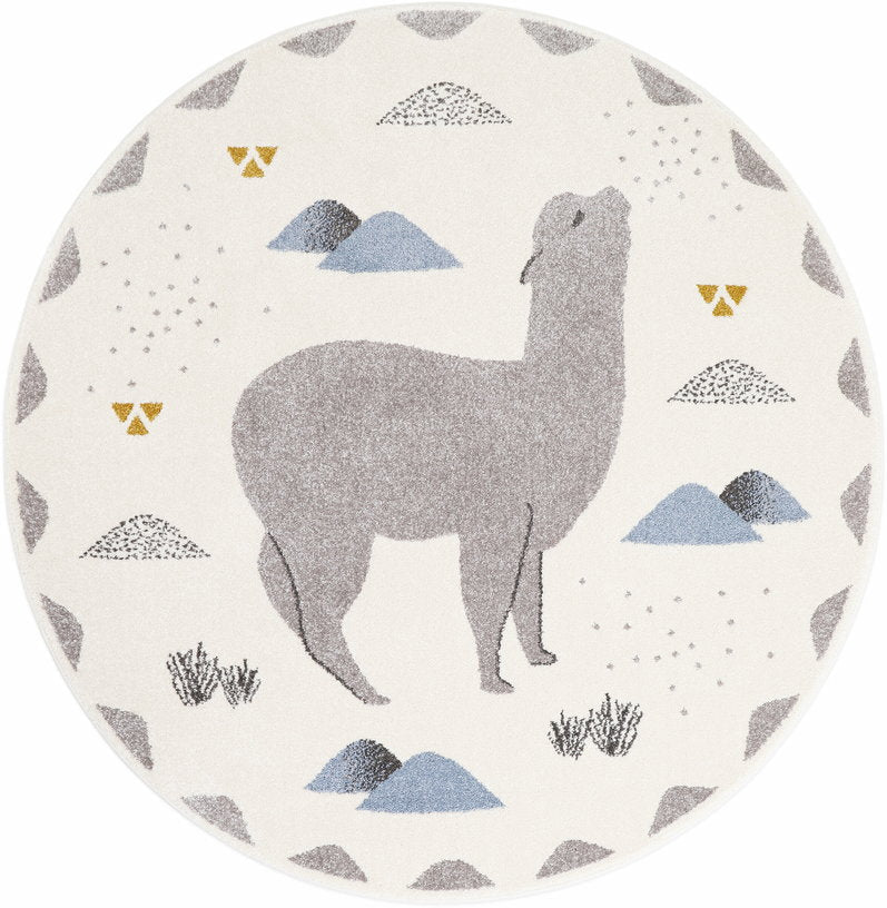 Tapis rond pour enfant motif lama bleu 135 cm Andino by Mon Petit Art - Nattiot - The Cool Republic