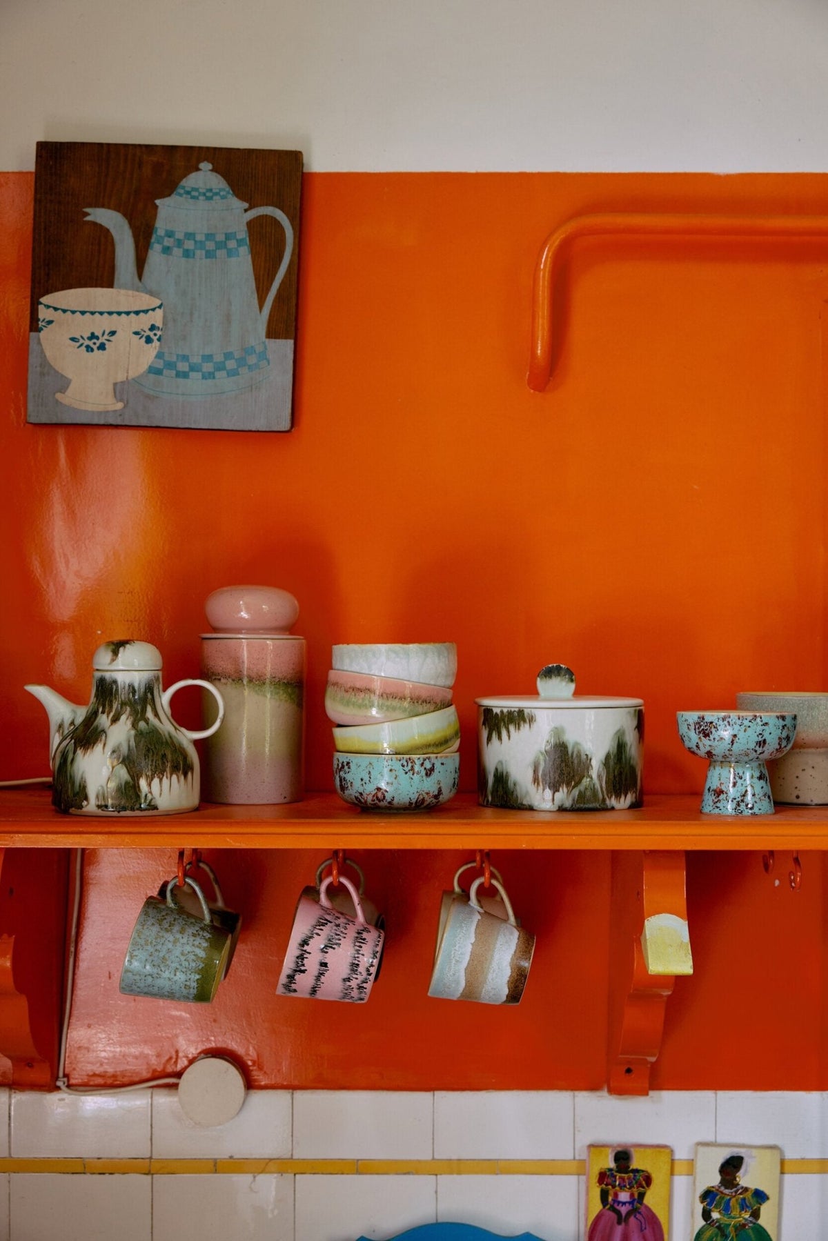Tasse à cappuccino bleu et marron en céramique 70S - HKliving - The Cool Republic