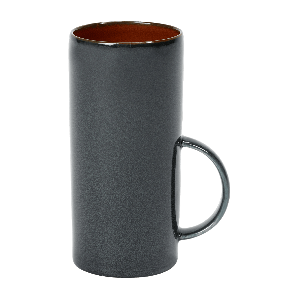 Cylindrical tea cup in navy blue and rust stoneware 13 cm - Serax - The Cool Republic