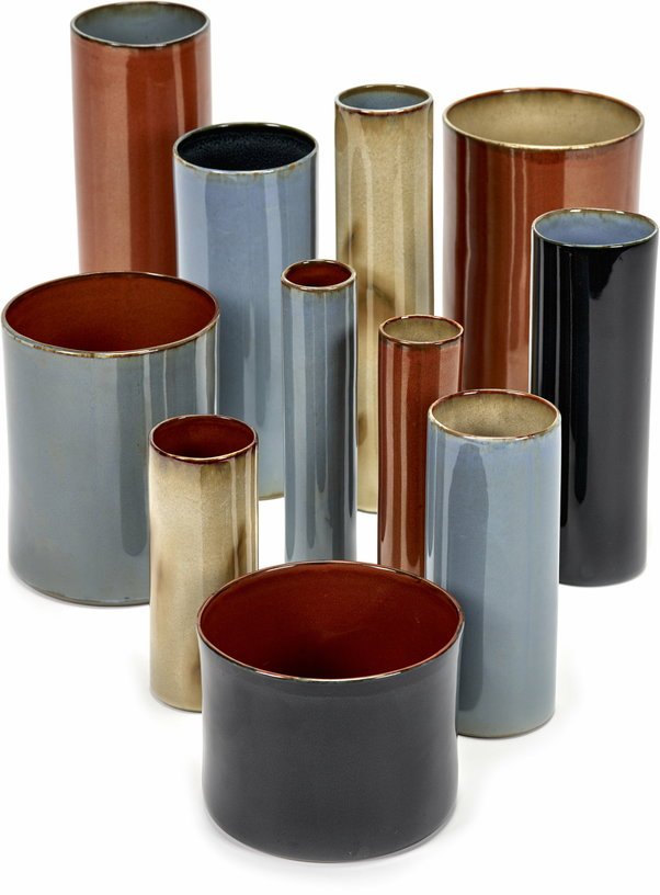 Tasse à thé cylindrique en grès bleu marine et rouille 13 cm - Serax - The Cool Republic