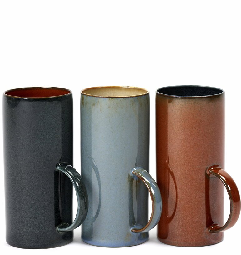 Tasse à thé cylindrique en grès rouille et bleu marine 13 cm - Serax - The Cool Republic
