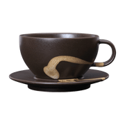 Tasse et dessous de tasse en grès marron 13,5x11x7,5cm Koyo - Ferm living - The Cool Republic