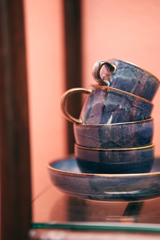 Tasse et soucoupe bleu rustique - HKliving - The Cool Republic
