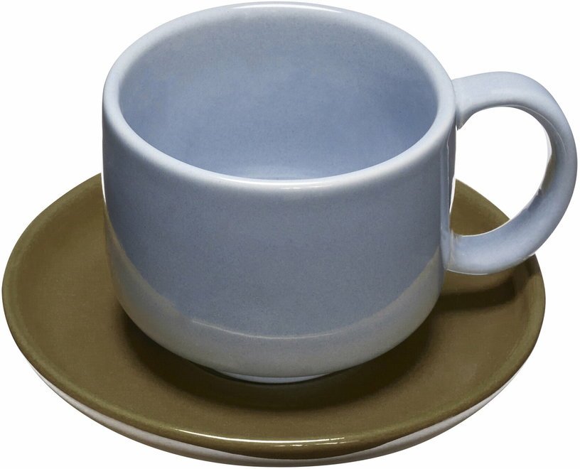 Tasse et soucoupe en poudre de pierre bleue 9x6cm Amare - Hübsch - The Cool Republic