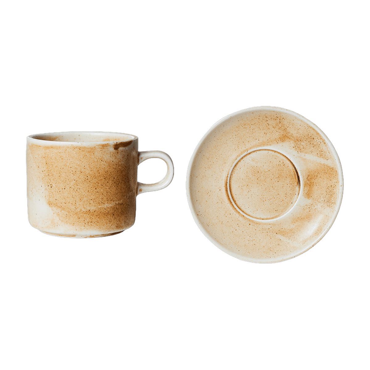 Tasse et soucoupe Rustic Cream/Brown - HKLIVING - The Cool Republic