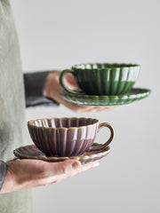 Tasse Latina avec soucoupe Grès vert - Bloomingville