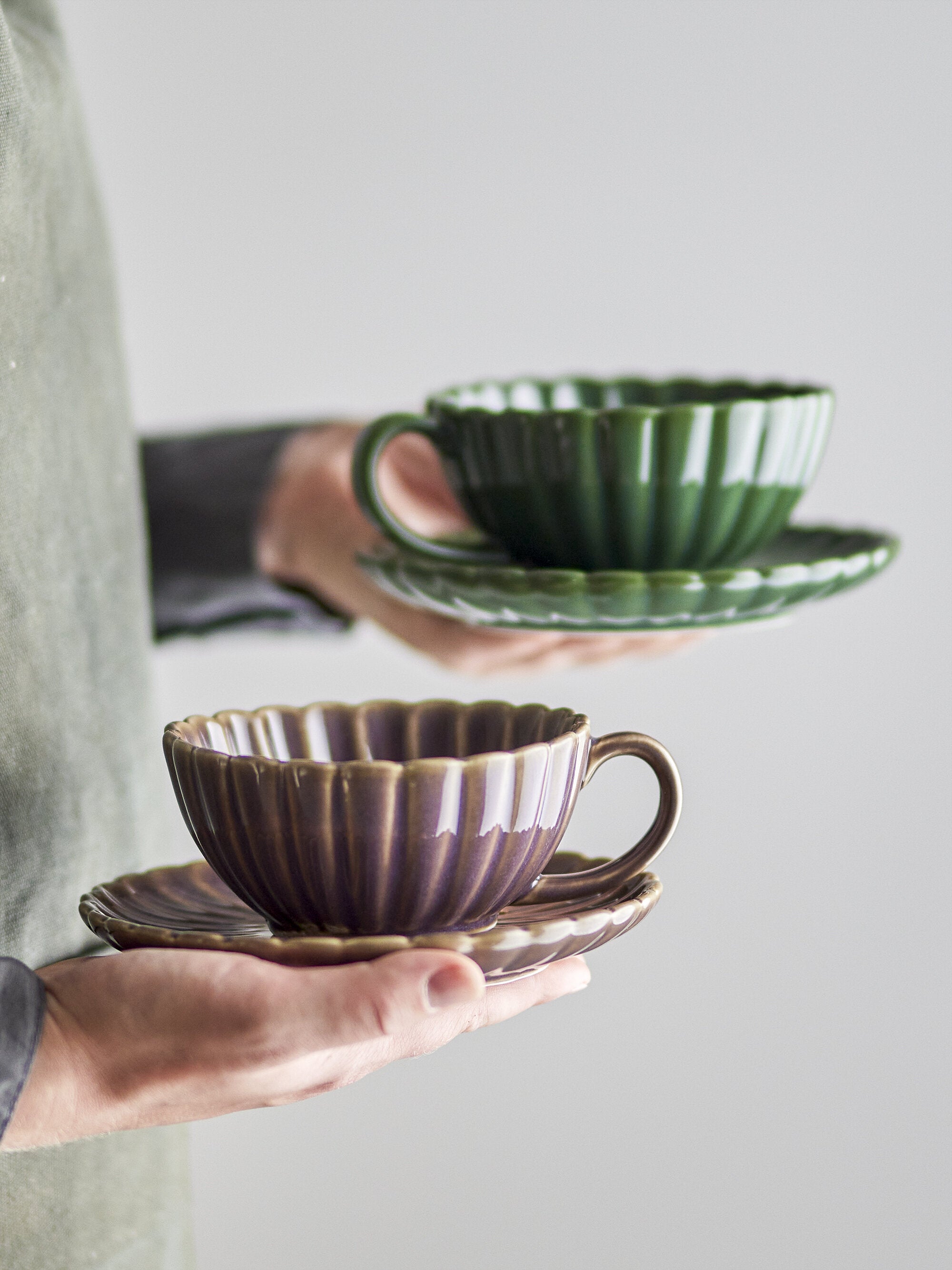Tasse Latina avec soucoupe Grès vert - Bloomingville