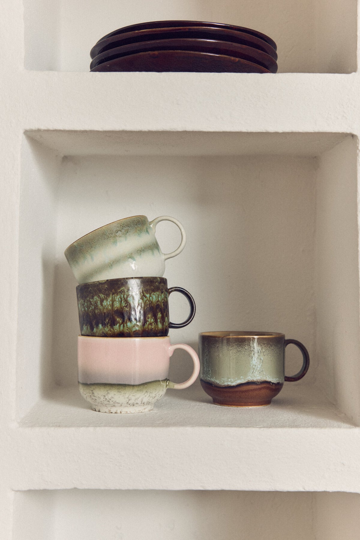 Tasses à thé en grès vert marron Odyssey  - HKLIVING