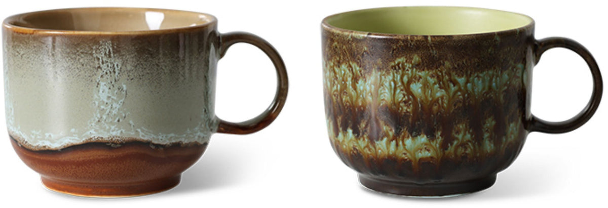 Tasses à thé en grès vert marron Odyssey  - HKLIVING