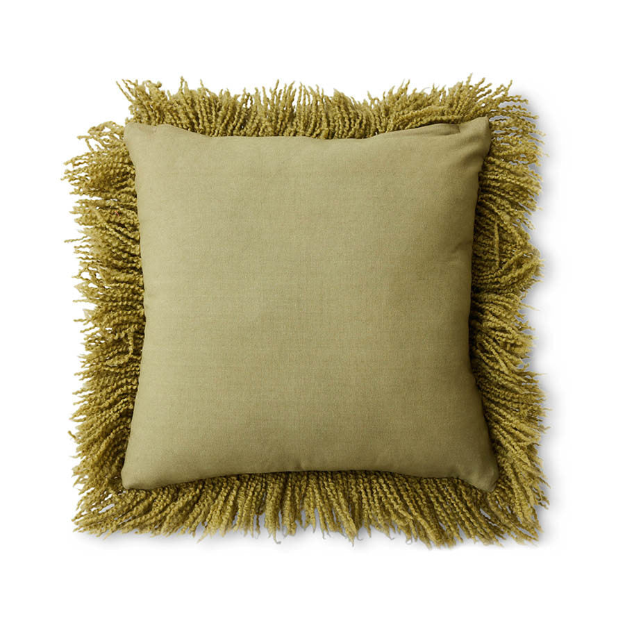 Fluffy Cushion Olive (50X50Cm) - HKLIVING
