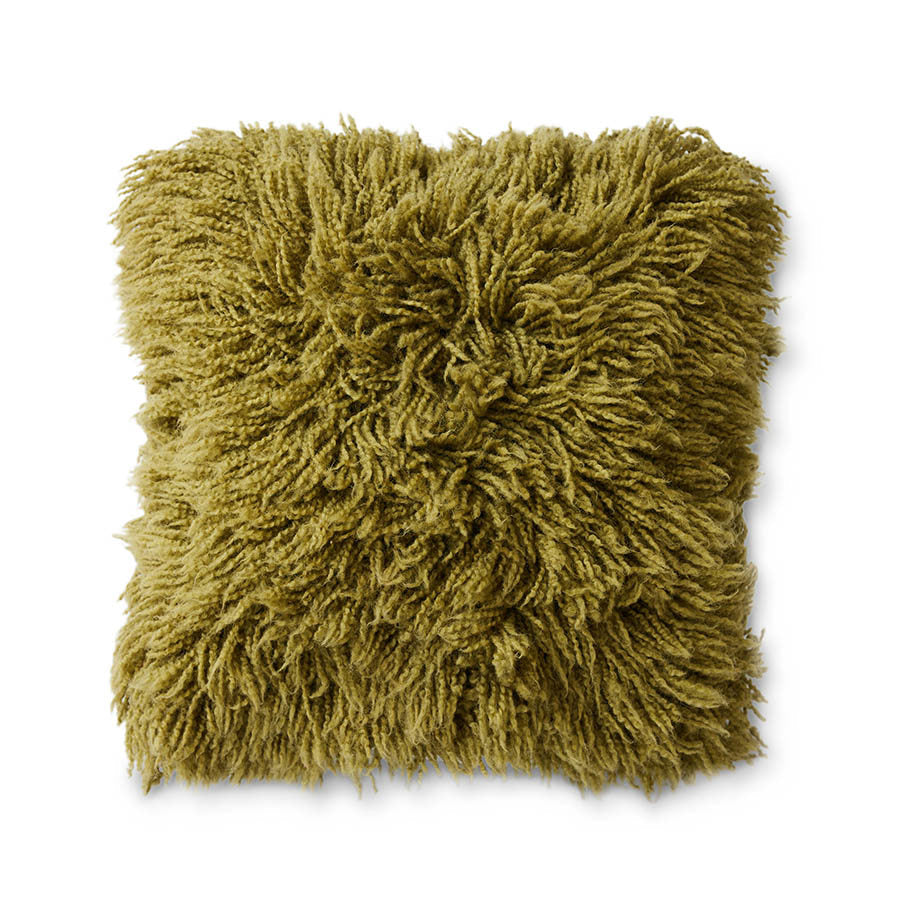 Flauschiges Kissen Olive (50x50cm) - HKLIVING