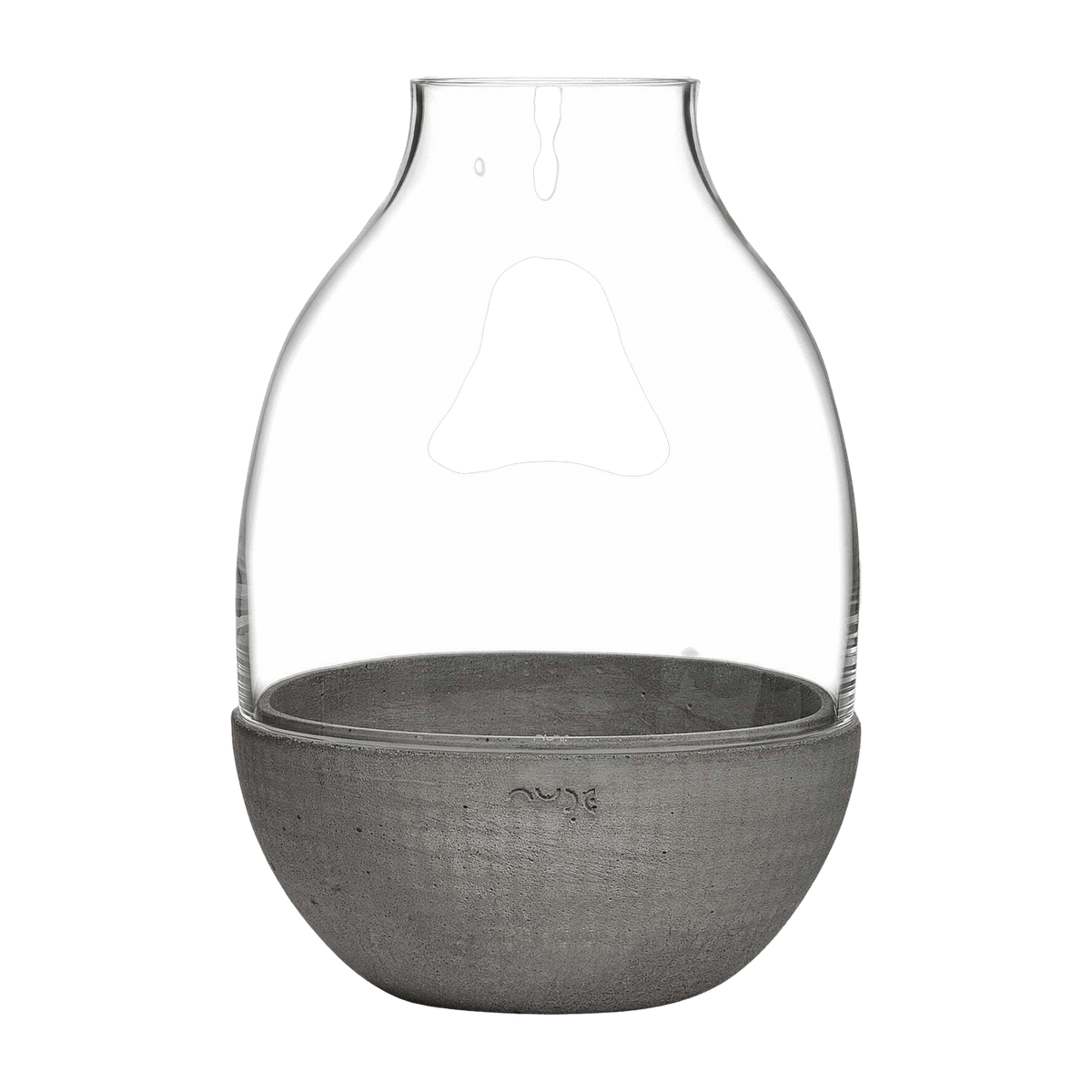 Terrarium Eden transparent avec base en béton moulé - Nude Glass - The Cool Republic
