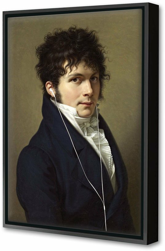 Toile encadrée Headphones 1 50 x 75 cm - Blue Shaker - The Cool Republic