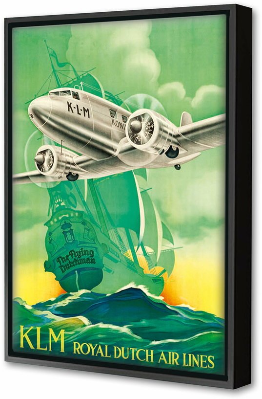 Toile encadrée KLM Royal Dutch Air Lines 40 x 60 cm - Blue Shaker - The Cool Republic