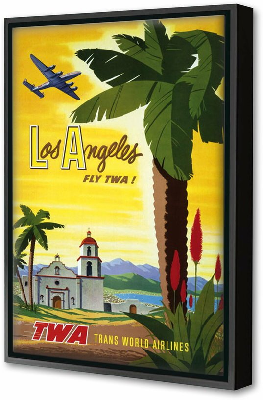 Toile encadrée Los Angeles TWA 40 x 60 cm - Blue Shaker - The Cool Republic