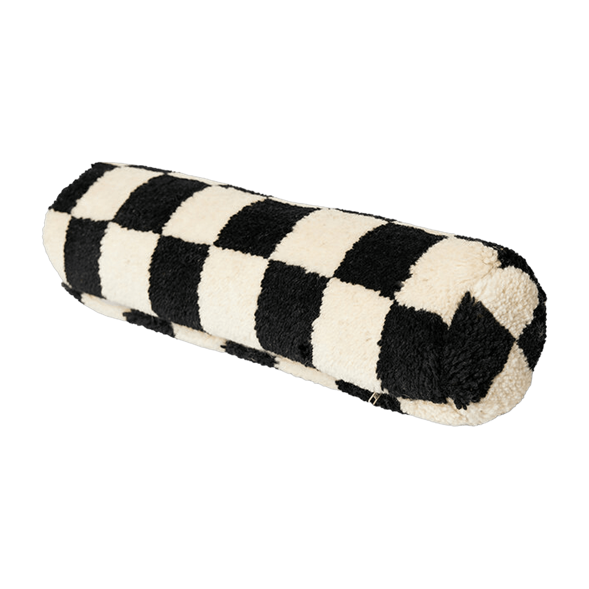 Traversin en laine damier noir et blanc 13 x 50 cm - HKliving - The Cool Republic