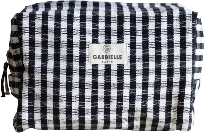 Trousse de toilette en coton vichy noir - Gabrielle Paris - The Cool Republic