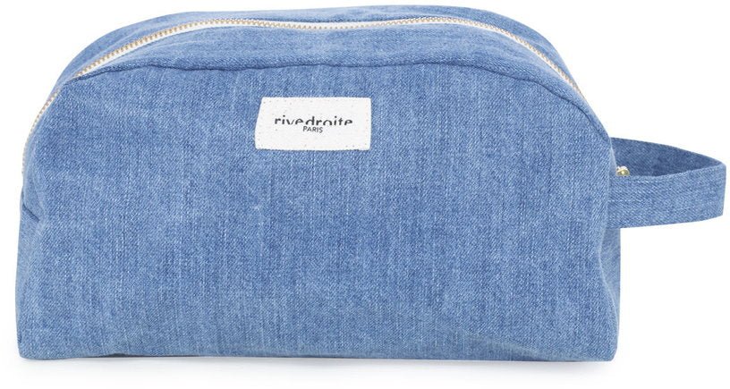 Trousse de toilette en denim clair upcyclé Hermel - Rive Droite Paris - The Cool Republic