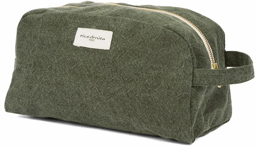Trousse de toilette kaki en coton recyclé Hermel - Rive Droite Paris - The Cool Republic