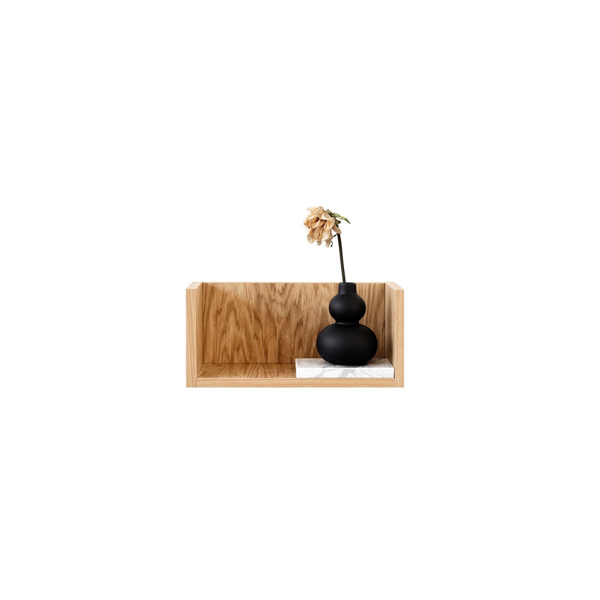 Etagère murale plaquée chêne et marbre blanc carrara 40cm Forst - Un'common