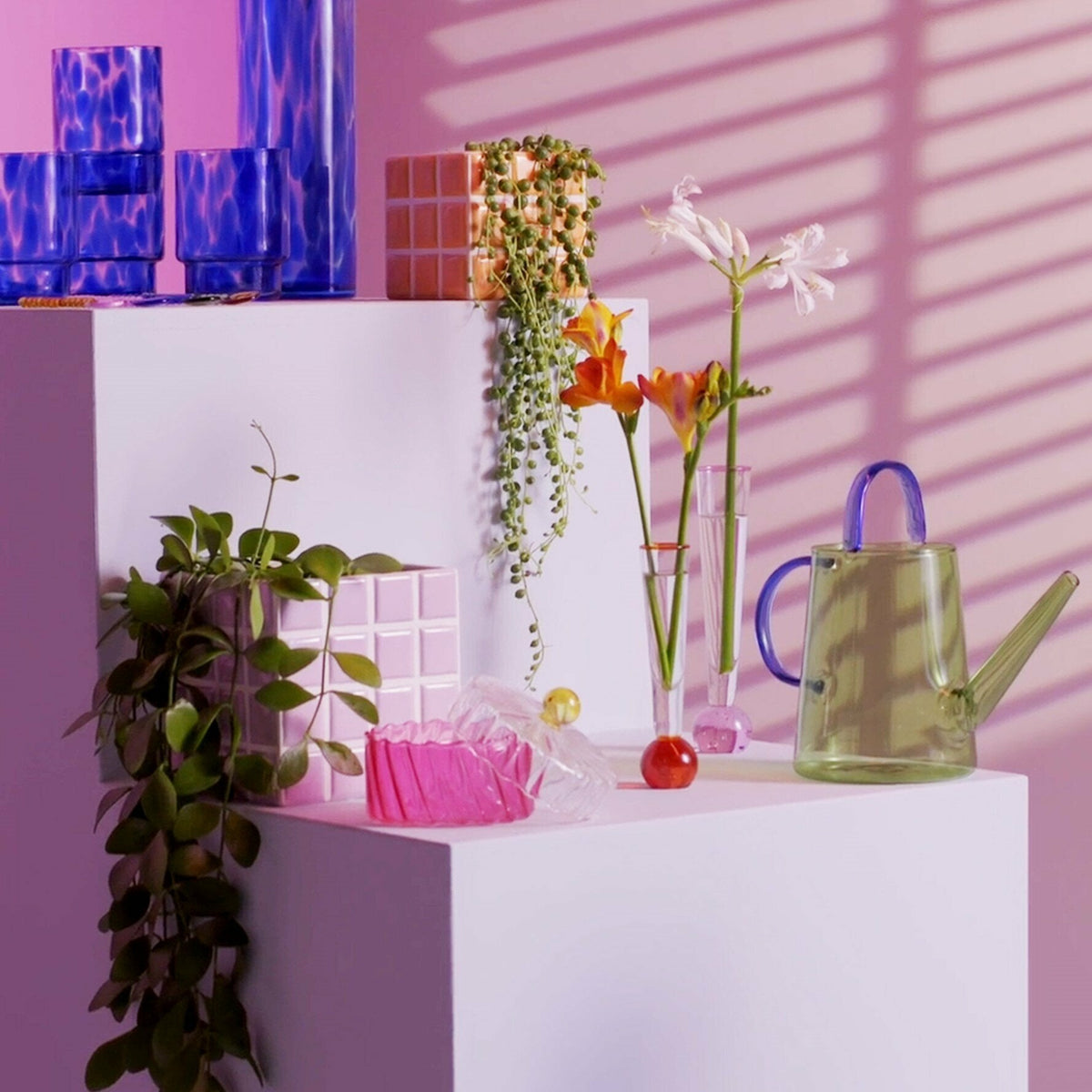 Vase à carreaux lilas Tile 14 cm - &Klevering - The Cool Republic